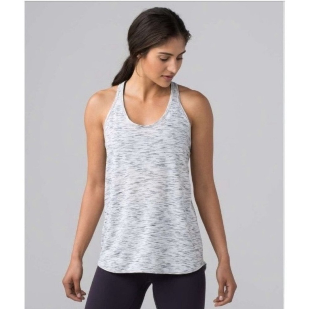 2/$40 Lululemon essential tank white ash heather gray white tank top size 4